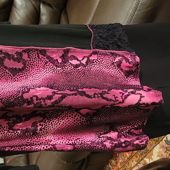 Creation Long Top S 3/4 Sleeves Pink and Black - Picture 3 of 9